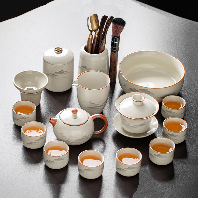 汝窑茶壶茶具套装家用陶瓷泡茶专用中式高端功夫盖碗茶杯2025新款