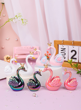 爱之语天鹅摆件可爱情侣家居装饰品办公室电脑桌面小摆件节日礼物