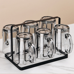 耐高温玻璃杯带把柄耐热喝水杯子女家用绿茶杯客厅待客水杯套装