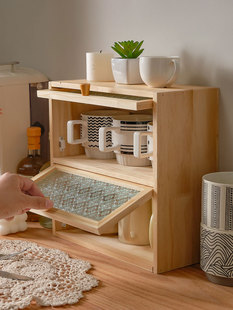 杯子桌面收纳柜实木茶杯茶具置物柜子餐桌咖啡杯收纳台面杯架高级