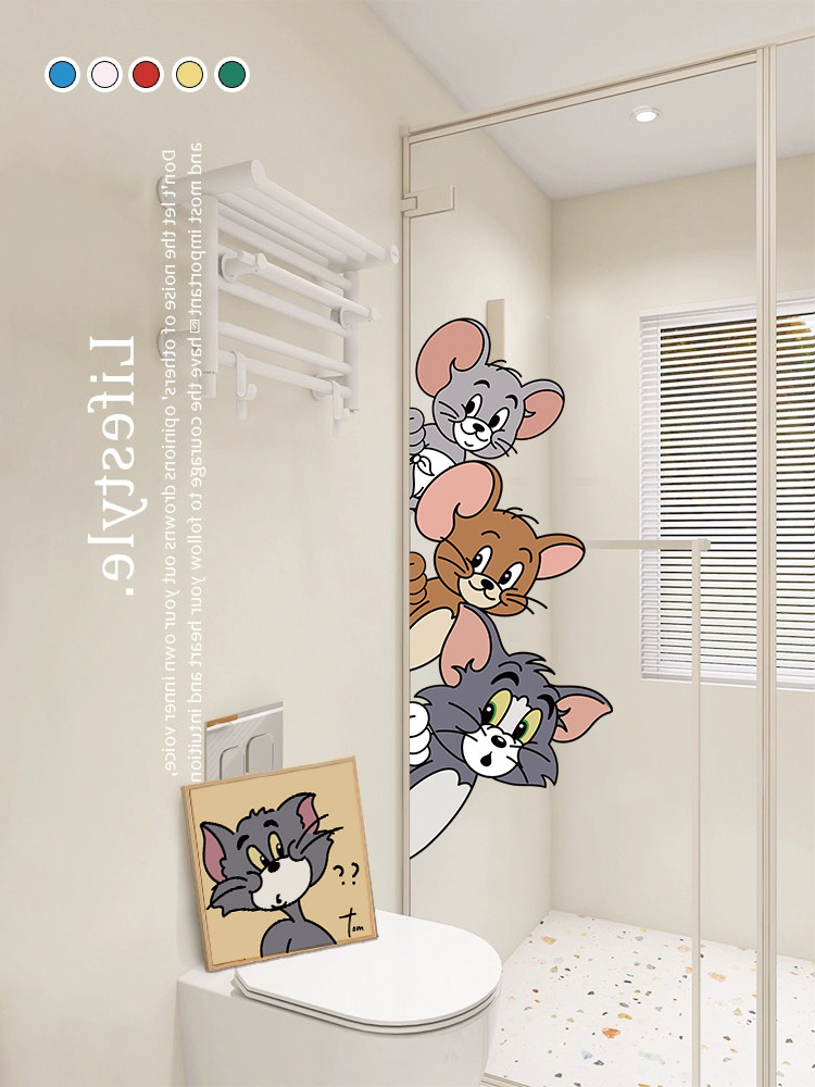 创意可爱的玻璃贴纸创意浴室玻璃门贴纸卡通装饰窗户格栅墙贴纸,家居饰品,其他贴饰,淘宝优惠券,粉丝福利购,淘宝优惠卷