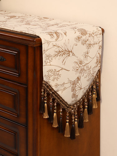 美式桌旗北欧轻奢餐桌布茶几长条装饰斗柜电视柜欧式台布盖布茶旗