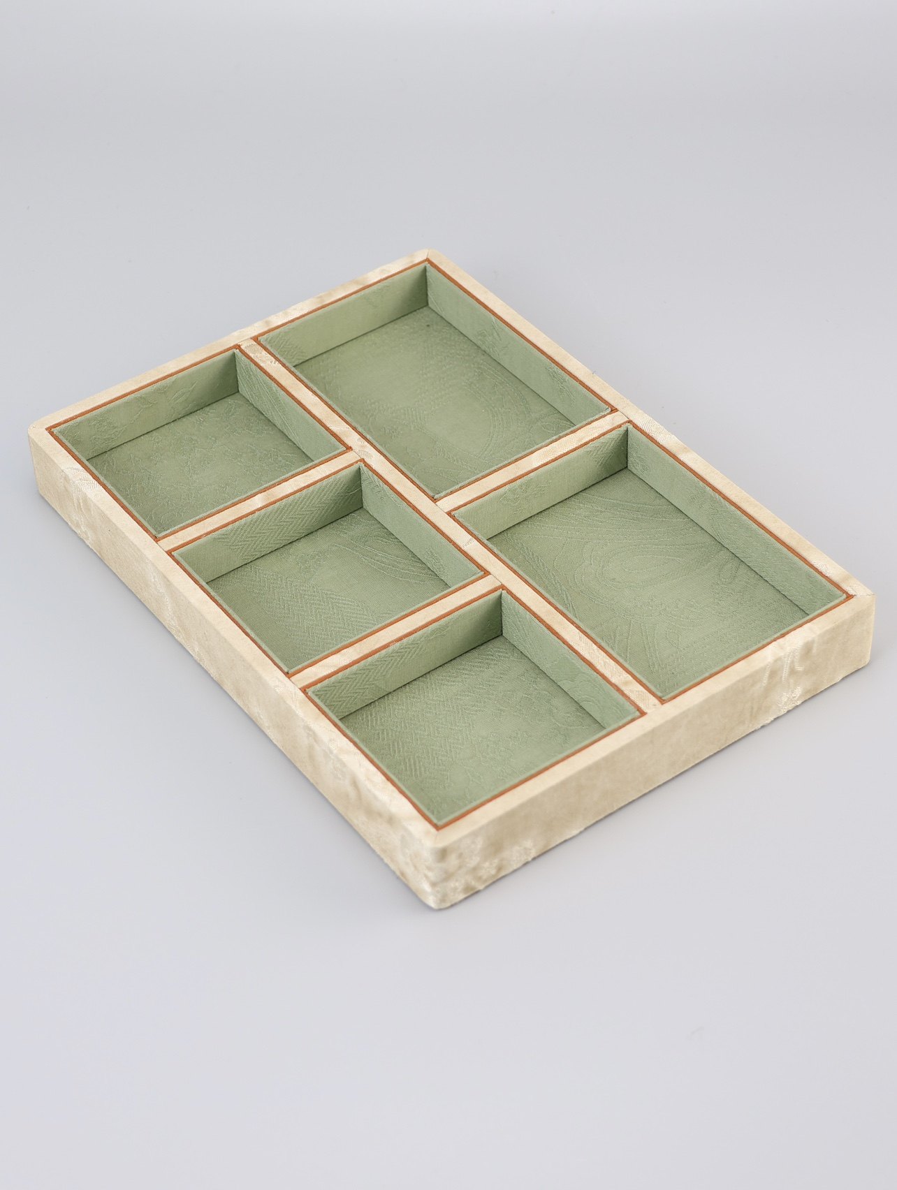 高档珠宝首饰托盘柜台展示分类收纳盘复古中国风真丝面料手工制作