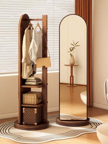 全身镜落地镜家用卧室可旋转移动穿衣镜挂衣帽架一体式大试衣镜子