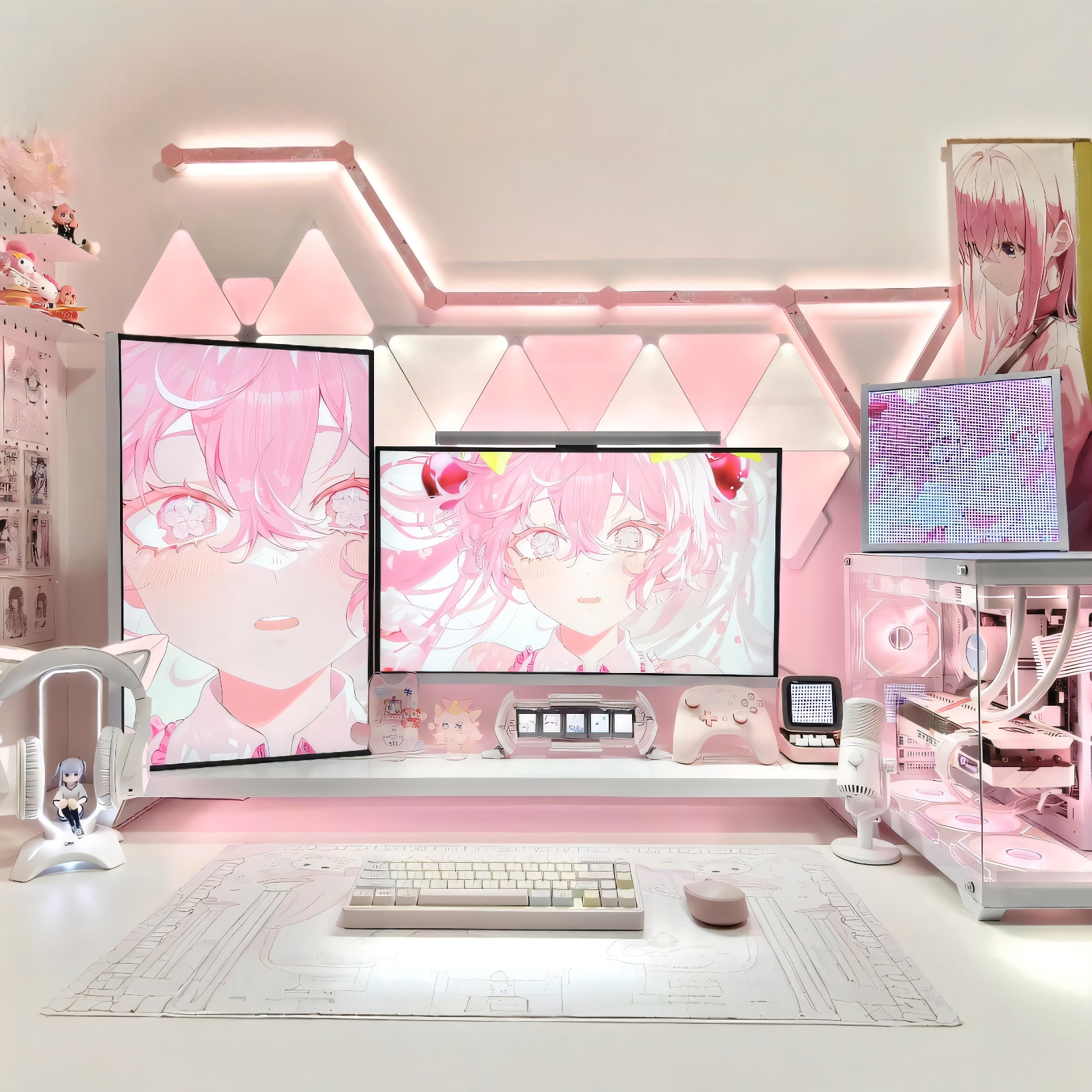 APP智能奇光板RGB量子灯电竞房氛围灯UV定制声控拾音灯蜂窝氛围灯