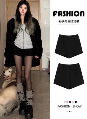 黑色短裤女春夏季2025年新款高腰显瘦小个子热裤辣妹外穿打底靴裤