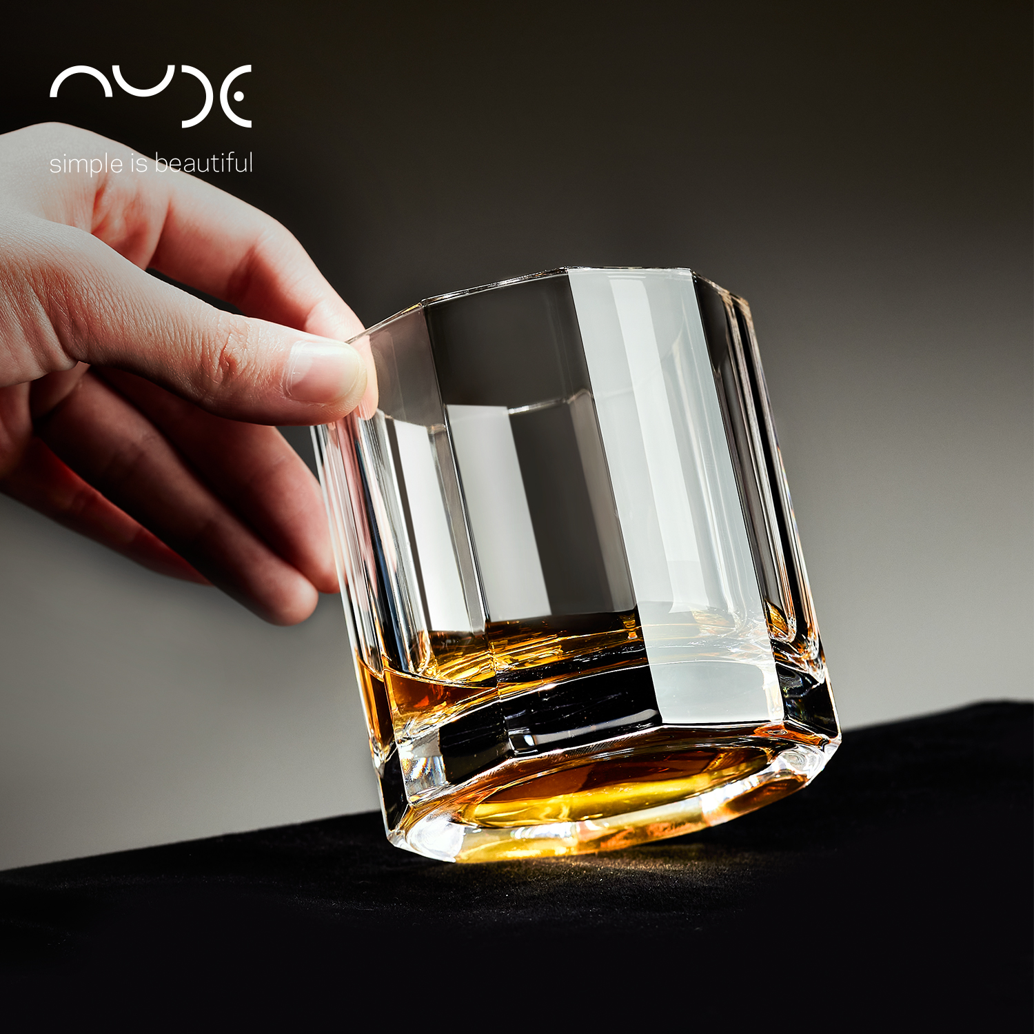 NUDE努德进口威士忌酒杯水晶玻璃刻花古典杯高档古典洋酒杯子套装