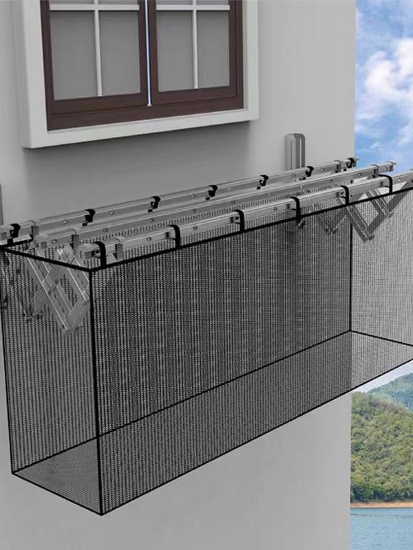 户外伸缩晾衣架防掉网兜高层阳台窗户晒衣服防掉网防丢防风吹落网