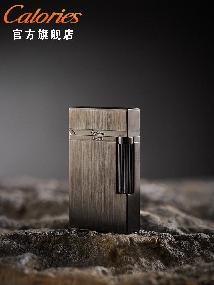 calories卡路朗声充气打火机高档钢音拉丝光版定制刻字侧滑轮火机
