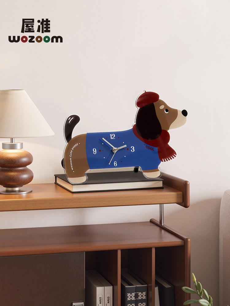Wozoom小狗创意时钟显示客厅电视柜绘画桌面时钟装饰饰品