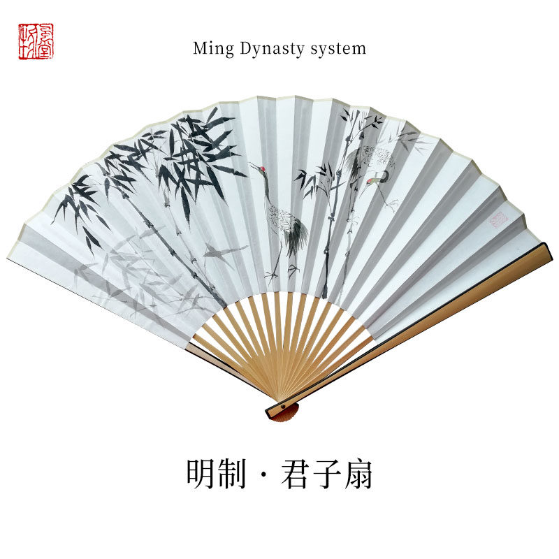 明制汉服手绘古风苏式文人折扇仙气高档送教老师男女定制文创礼品图片