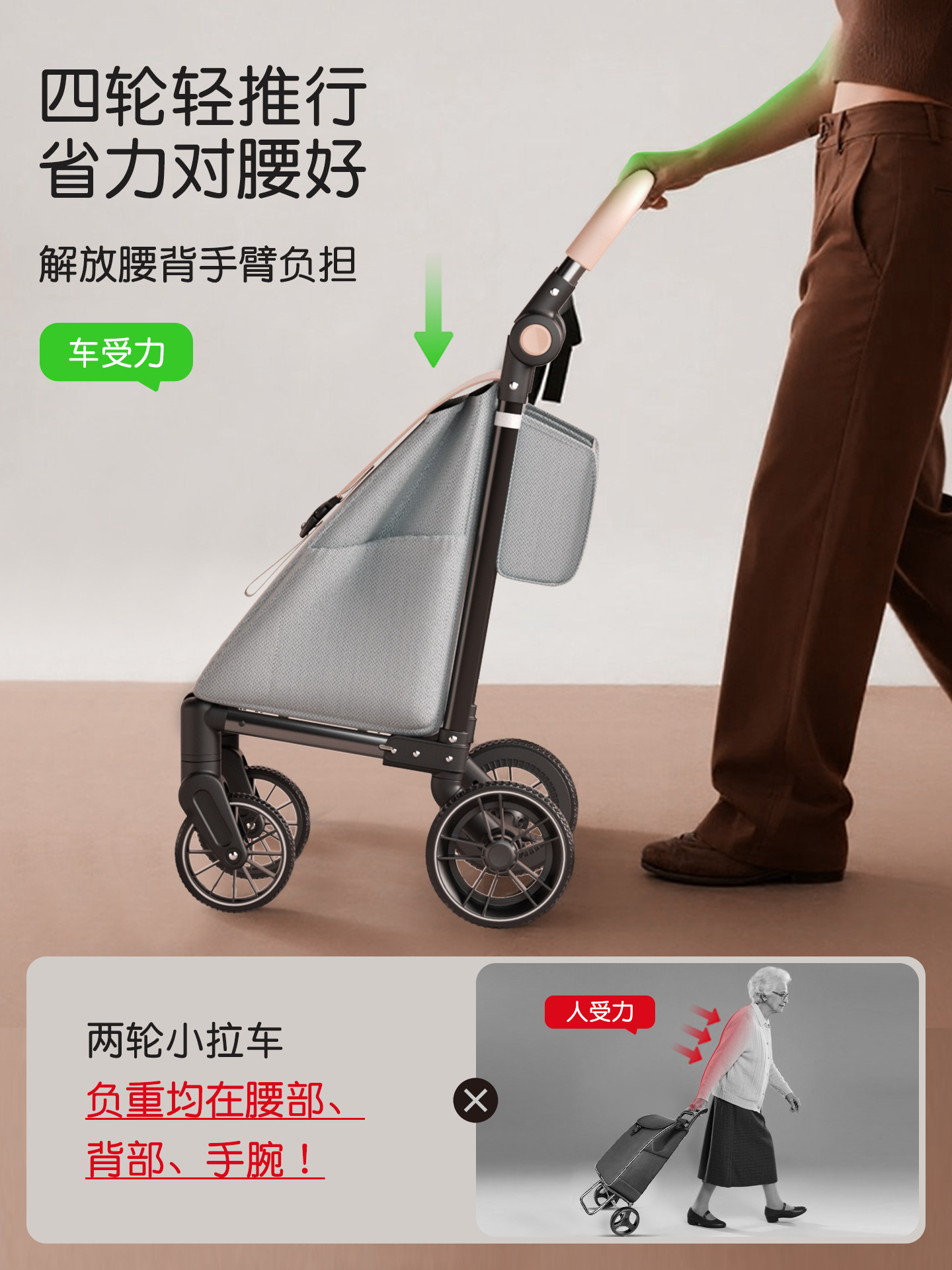 新款四轮万向轮买菜车小拉车购物车小推车家用便携轻便可折叠拖车
