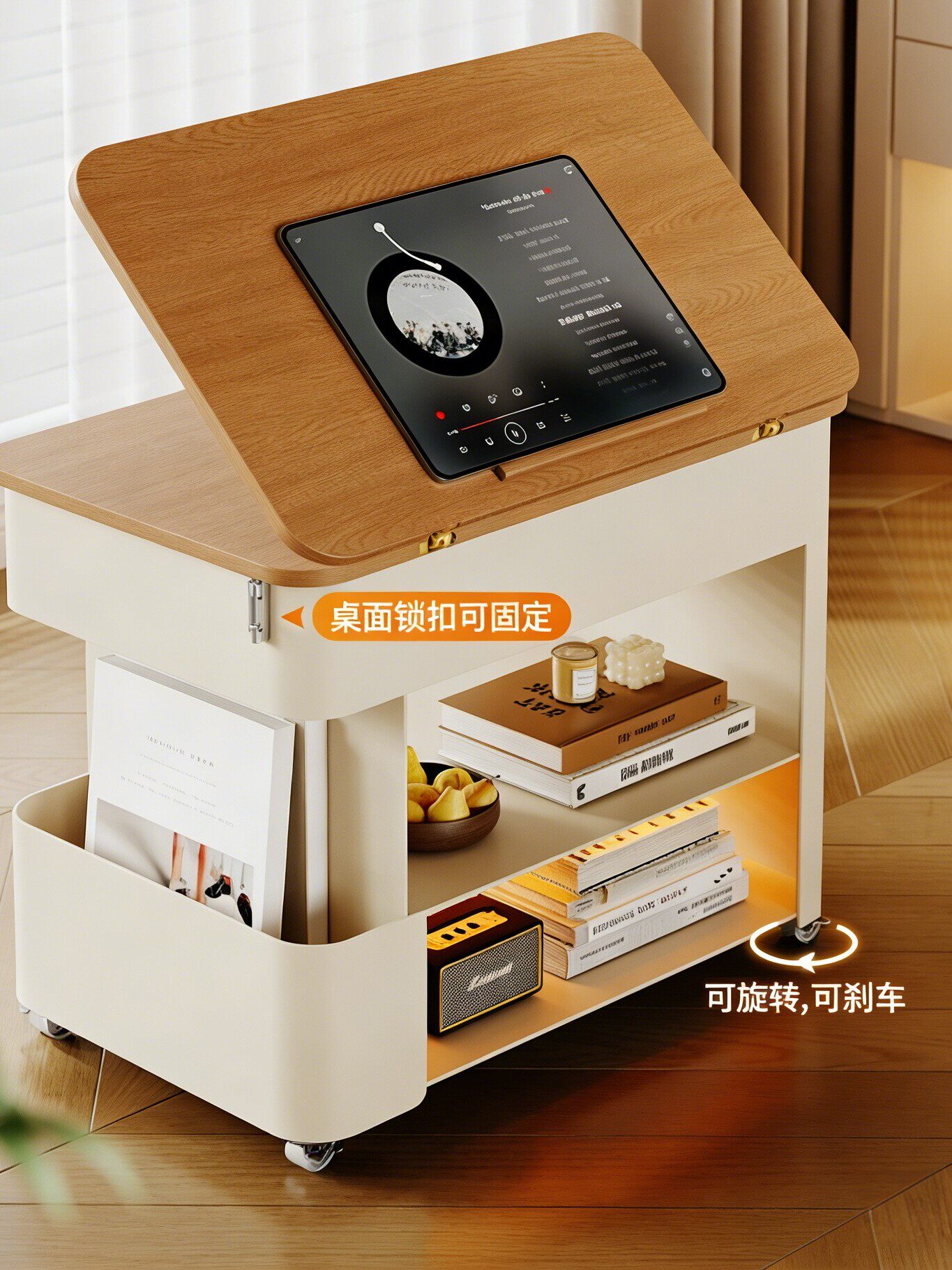 可移动边几折叠小桌子多功能茶几沙发边柜床头桌家用客厅小推车
