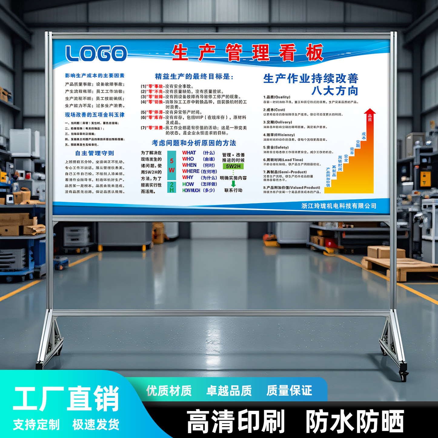 工厂车间生产管理看板定制目视化铝合金支架白板仓库6s公告宣传栏
