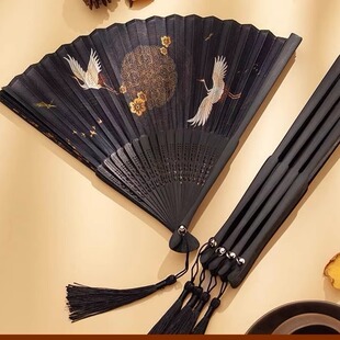 竹骨折扇乌金铁扇扇子男生霸气仿身2025扇子钢骨折扇简约现代