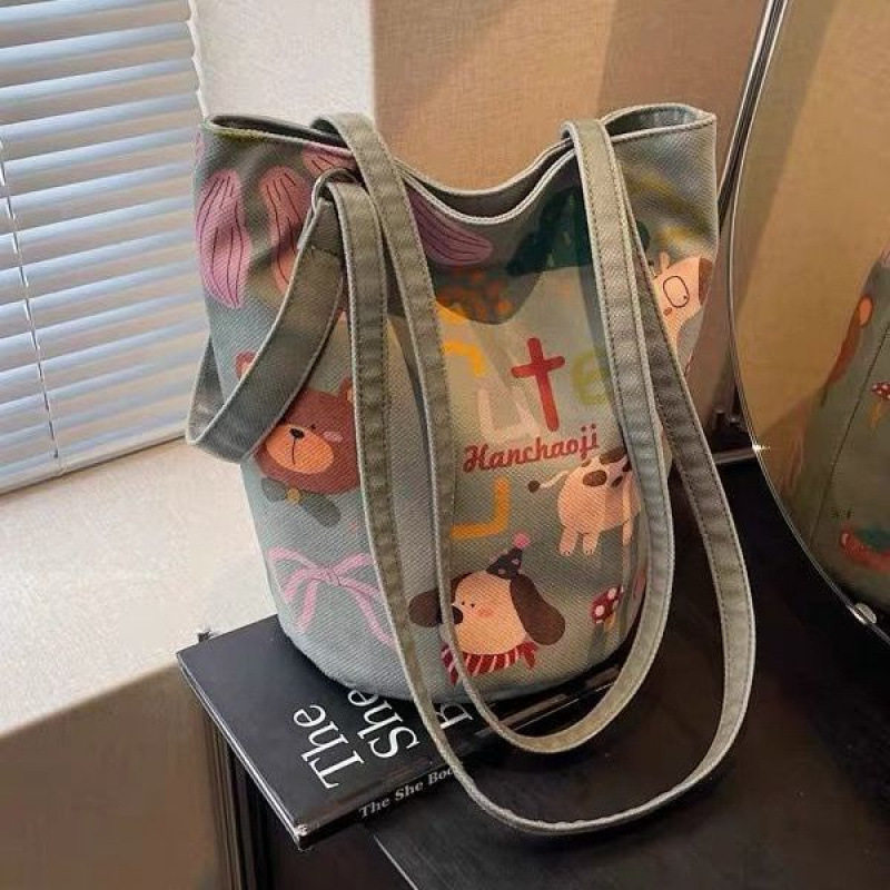 大容量帆布包女2026新款卡通印花百搭休闲时尚通勤单肩斜挎水桶s,箱包皮具/热销女包/男包,通用款女包,淘宝优惠券,粉丝福利购,淘宝优惠卷