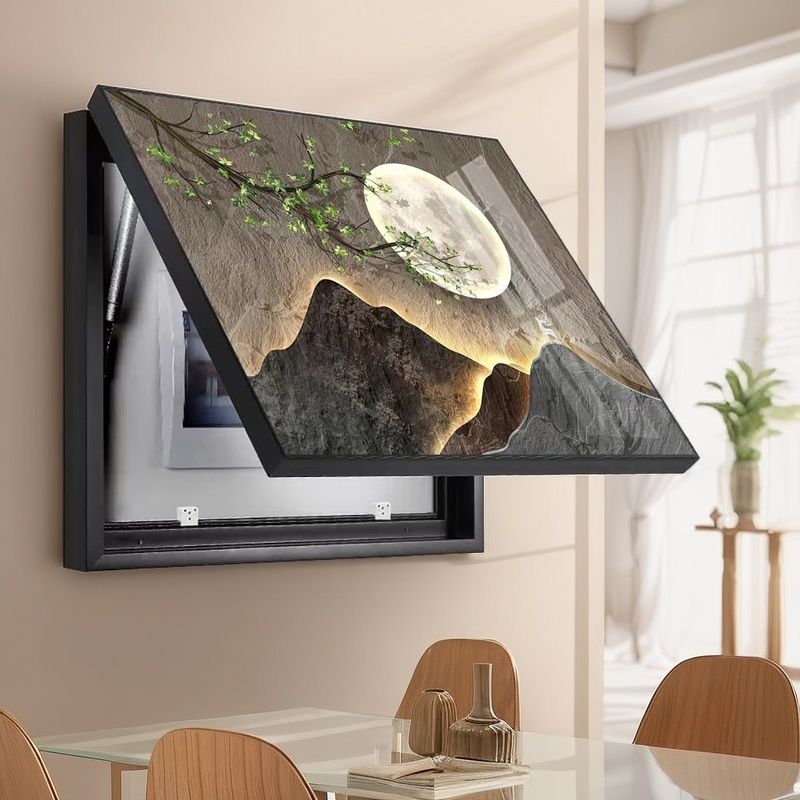 现代轻奢电表箱装饰画中式免打孔艺术客厅挂画遮挡箱电闸开关壁画