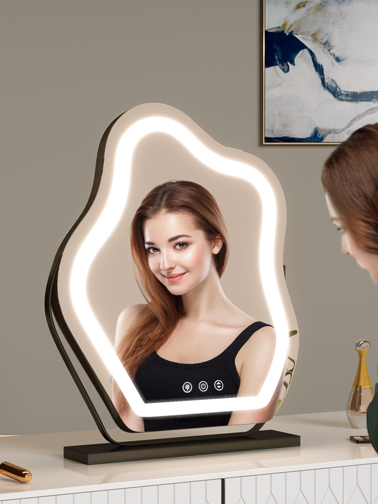 云朵化妆镜led带灯台式桌面美妆镜网红智能梳妆台镜子主卧梳妆镜