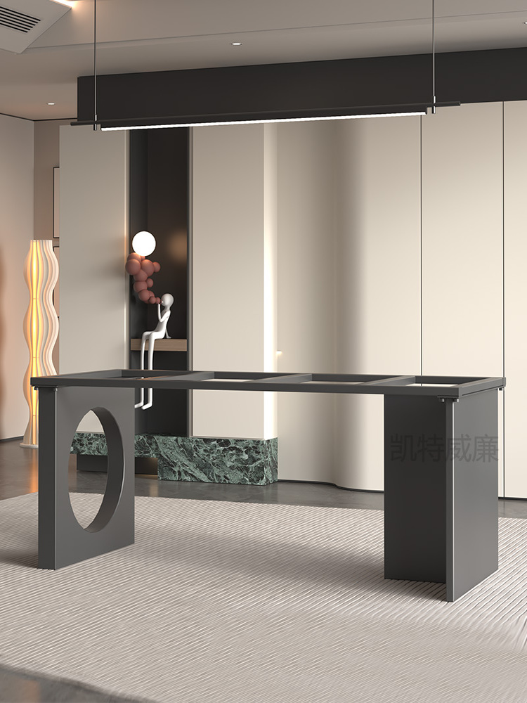 岩板餐桌腿支架实木茶桌金属底座办公电脑桌子腿定制大板茶台桌架