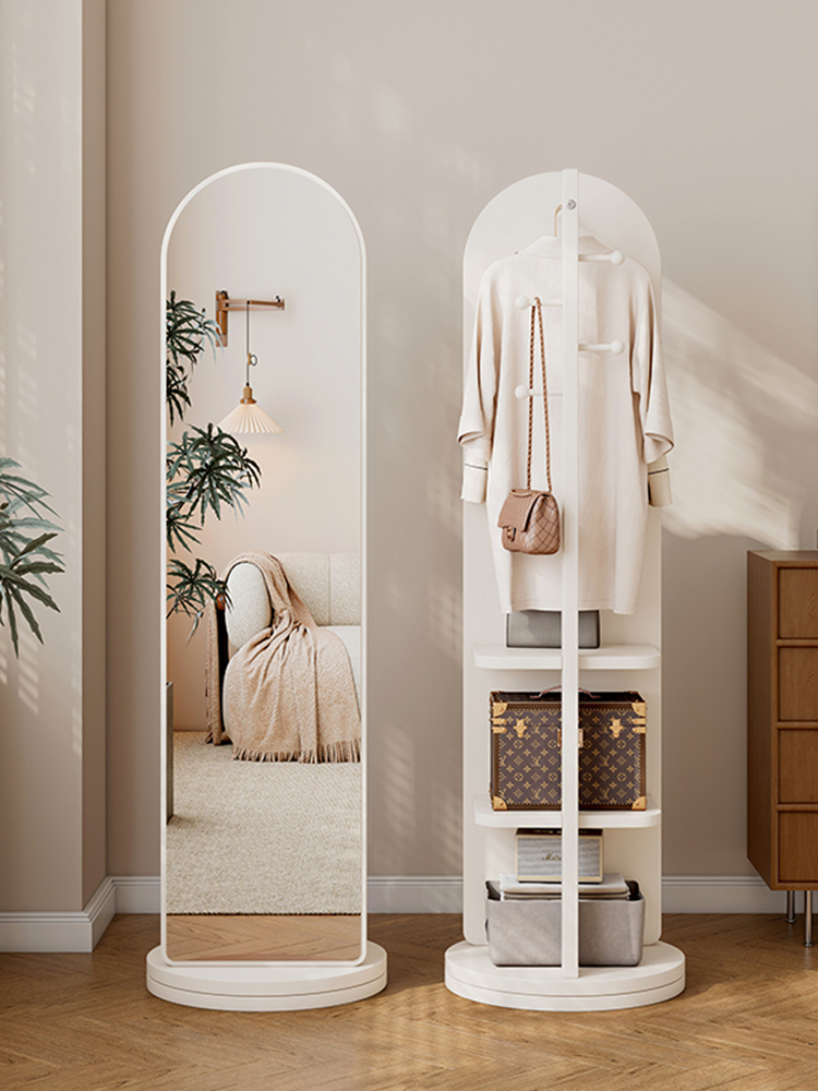 旋转全身镜落地镜家用卧室置物架可挂衣帽架一体穿衣镜大试衣镜子