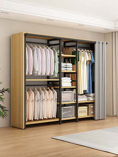 开放式 落地收纳衣帽间架子 衣柜家用金属组合挂衣架卧室简易步入式