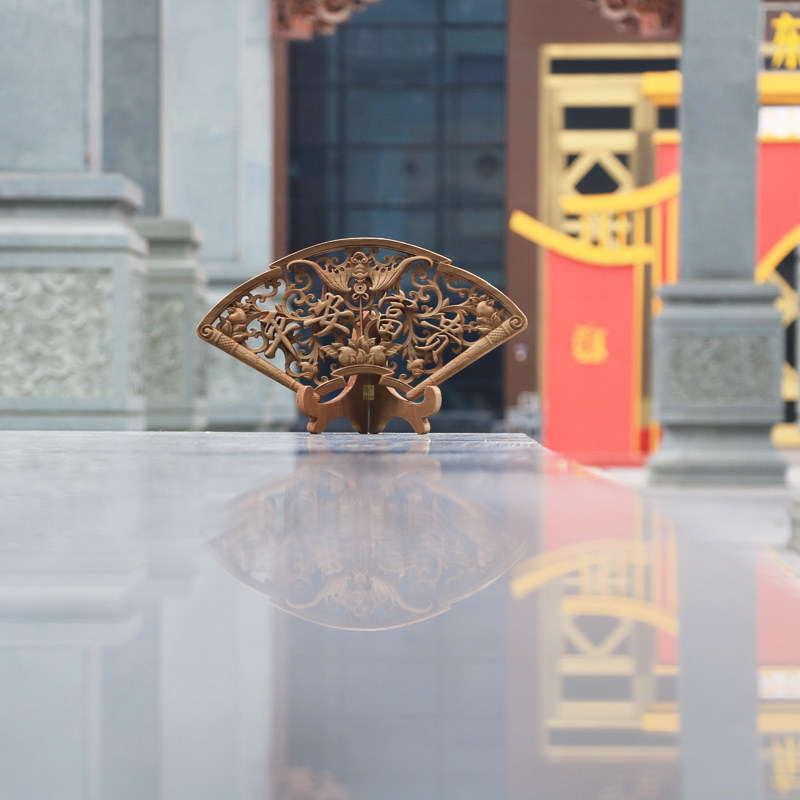 东阳木雕挂件中式仿古典明清家居装饰工艺品玄关扇形天然透雕挂件