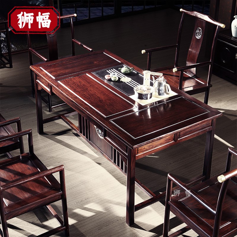 阔叶黄檀办公家具红酸枝印尼酸枝黑酸枝红木家具茶桌椅组合套餐