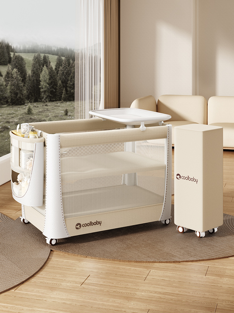 coolbaby婴儿床多功能新生儿拼接宝宝床可折叠尿布台便携移动uu床