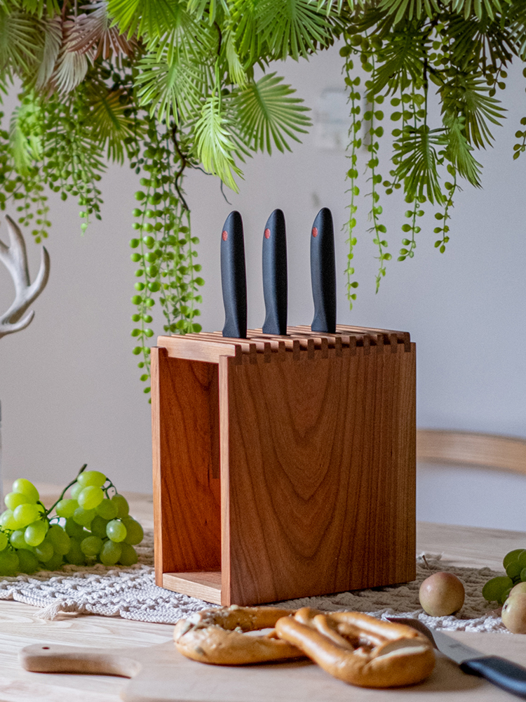 掬涵实木刀架厨房刀具置物架刀座收纳架多功能家用日式菜刀架子