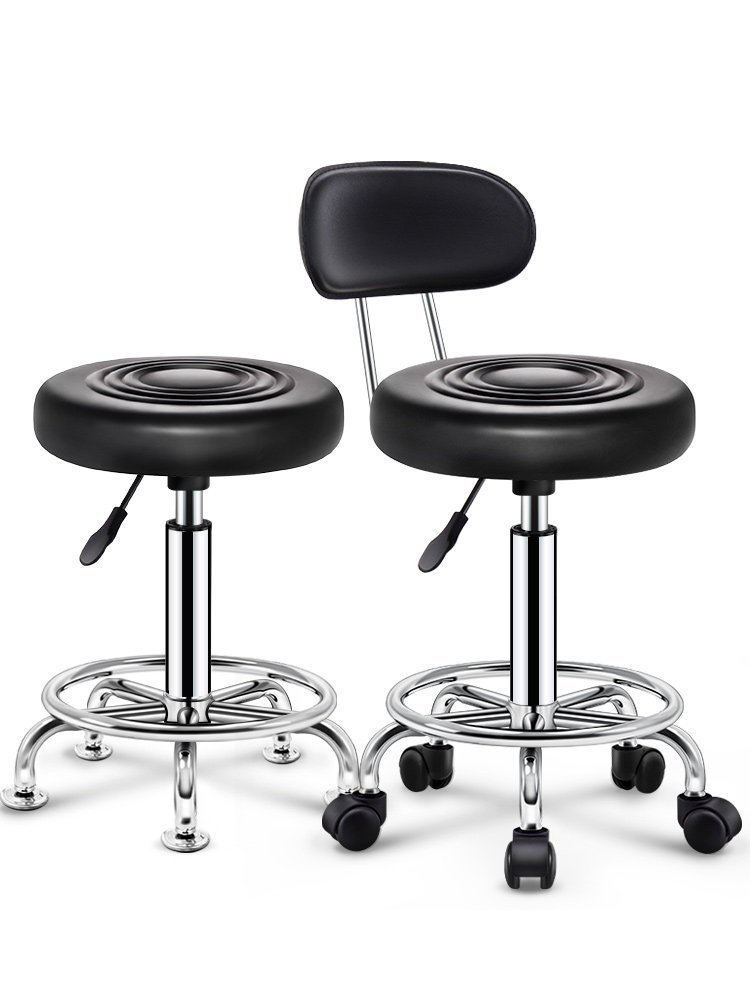 美容椅子滑轮美发大工凳美容院转椅圆凳理发店旋转椅美甲凳子升降