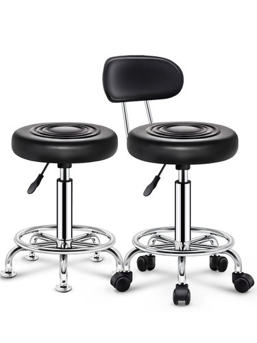 美容椅子滑轮美发大工凳美容院转椅圆凳理发店旋转椅美甲凳子升降