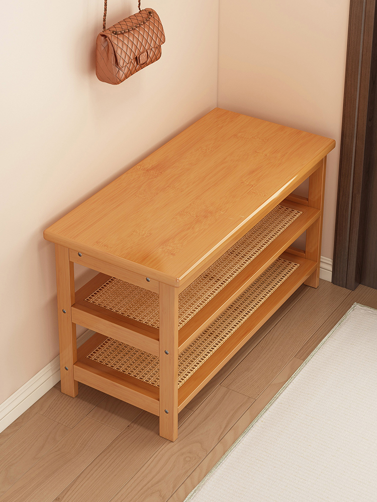 换鞋凳门口家用轻奢高级感可坐鞋柜坐凳一体鞋架入户门竹子长条凳