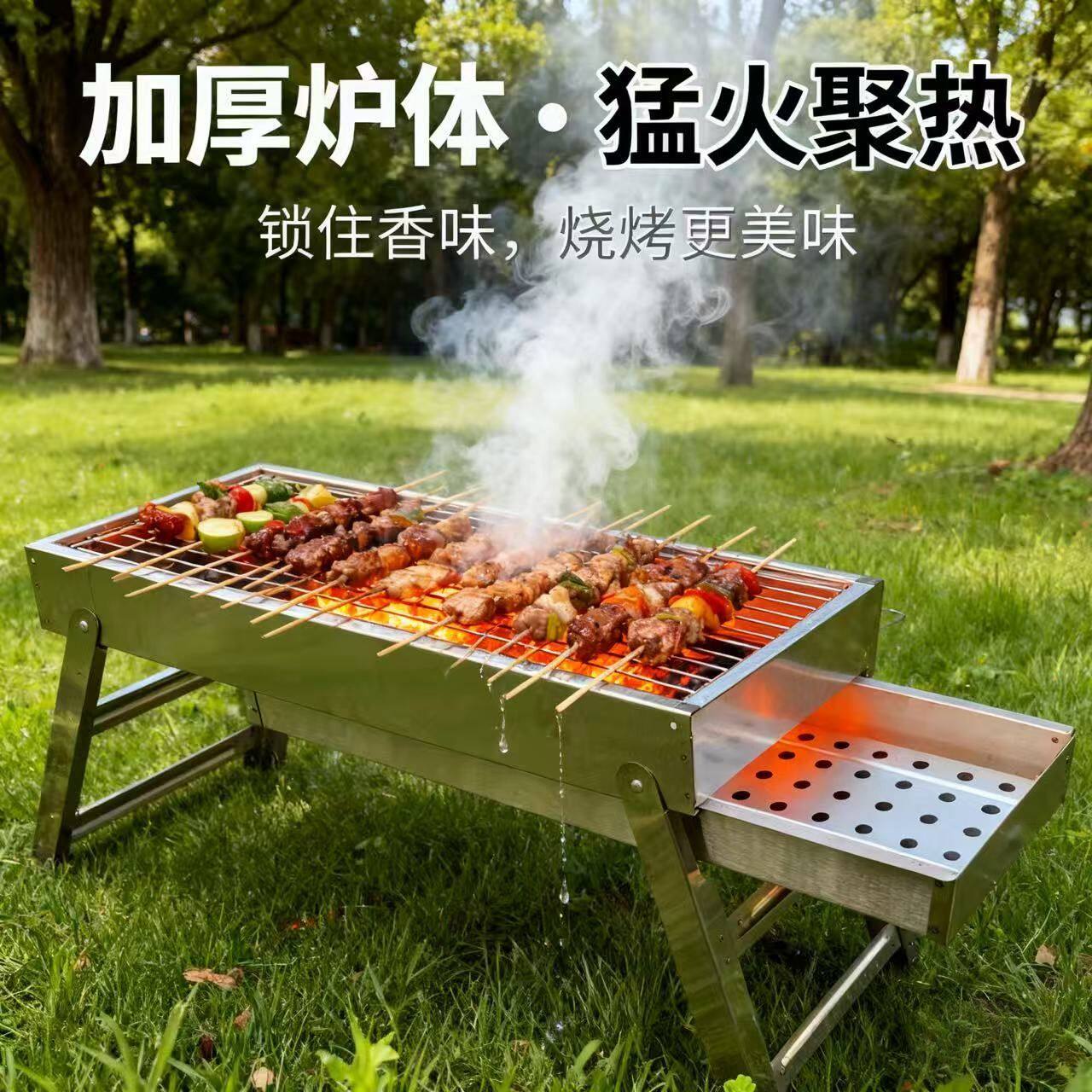 加厚不锈钢折叠烧烤户外家用架子烧烤炉烤炉木炭烤肉炉子便携式