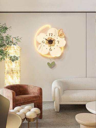 美世达茉莉花客厅挂钟2025新款网红时钟现代简约钟表家用餐厅挂表