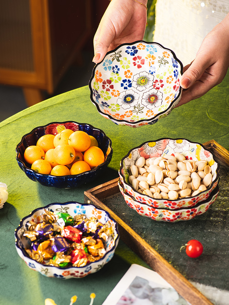 手绘陶瓷吐骨碟家用复古小碟子水果盘精致小菜碟调料碟蘸酱碟味碟