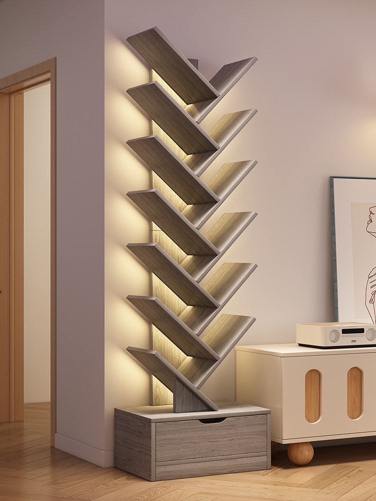 简易树形小书架落地置物架书柜家用靠墙多层缝收纳储物柜窄缝柜子,3C数码配件,USB多功能数码宝,淘宝优惠券,粉丝福利购,淘宝优惠卷