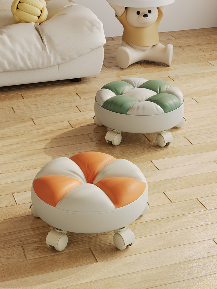 滑轮矮凳多功能儿童学步神器美缝凳带万向轮小凳子家用擦地圆板凳