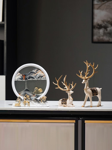 流沙画创意沙漏轻奢高档新中式摆件酒柜电视柜客厅办公桌装饰摆件