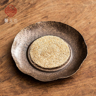 手工锤纹铜壶承禅意茶壶托养壶垫底座功夫茶道配件小干泡盘丝瓜垫