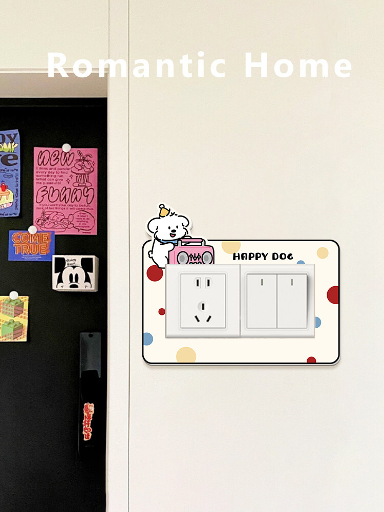 可爱卡通开关保护套插座美化框架套创意贴纸装饰防水墙贴纸开关贴