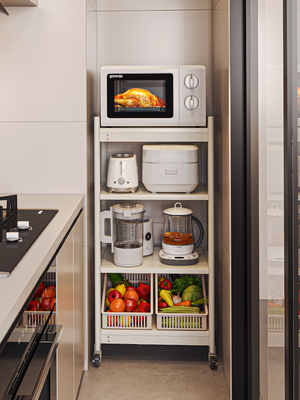 厨房多功能置物架落地多层微波炉烤箱收纳架靠墙家用电器柜储物柜