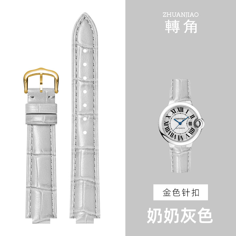 2025新款代用适用凸口手表带真皮适配卡地亚蓝气球浪琴心月飞亚达