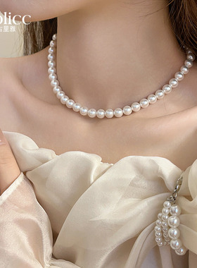 施家珍珠项链女款配旗袍2025新款轻奢小众锁骨链高级感颈链配饰品