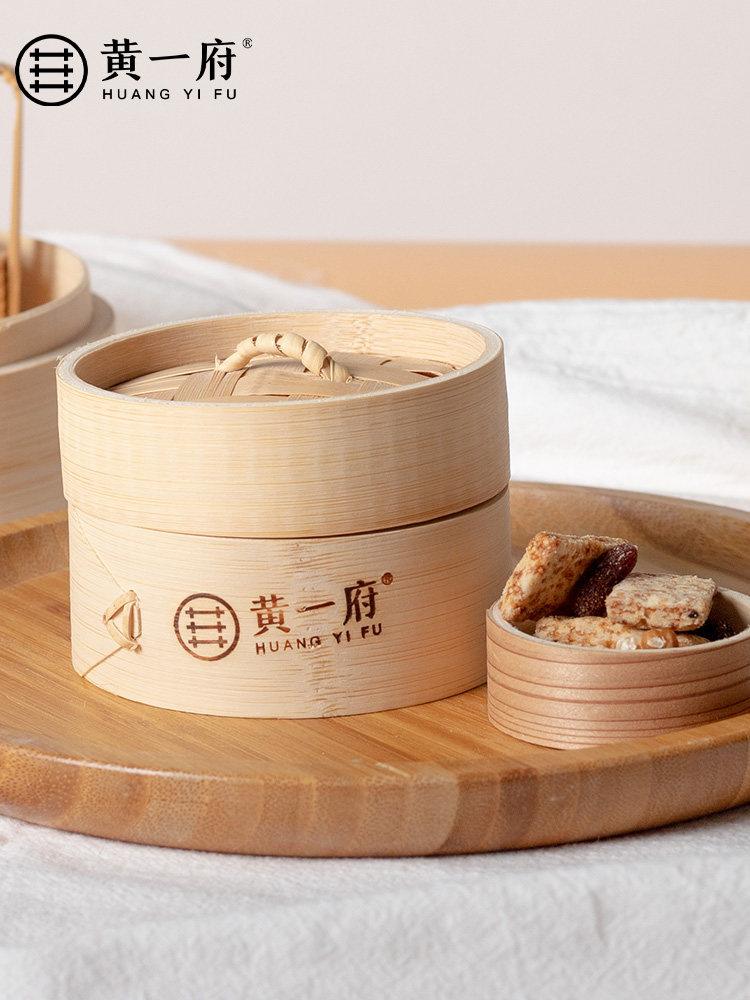 黄一府竹蒸笼一人食小笼包蒸笼迷你家用商用多层木笼屉婚礼喜糖盒