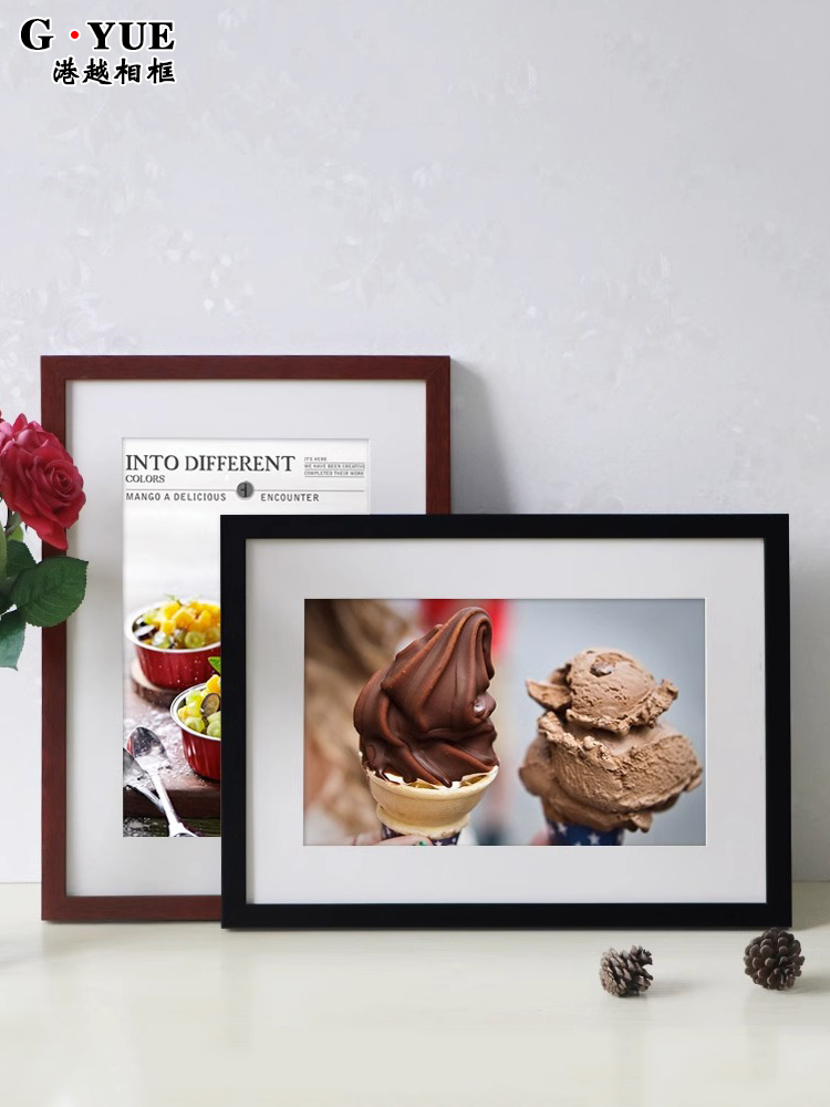 纯实木挂墙画框简约A4摆台相框4K3拼图海报展示框架素描空框定制