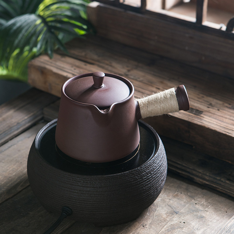原矿紫泥陶壶侧把壶大号煮茶壶耐高温电陶炉炭炉明火烧水煮茶罐器
