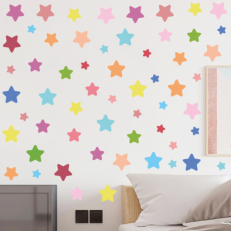 彩色星星墙贴卧室衣柜床头墙上装饰贴画女孩墙壁布置宿舍贴纸墙花