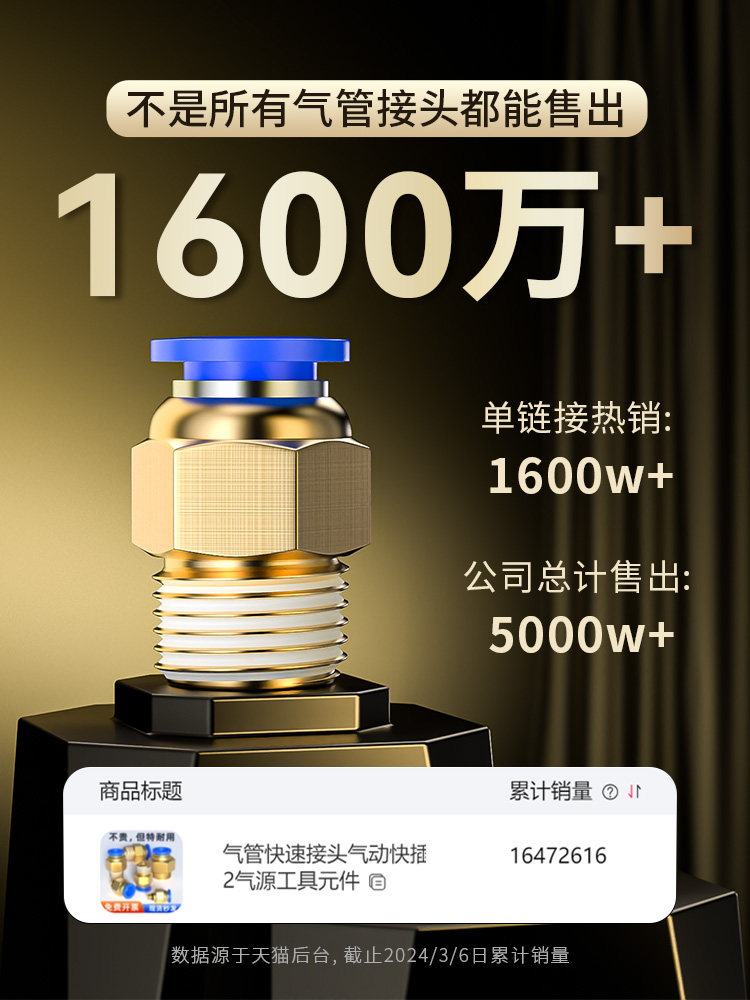 气管快速接头气动快插接螺纹直通外丝PC6/8/10-M5/02气源工具元件