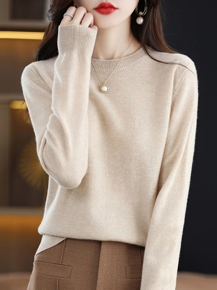 纯色简约显瘦打底衫女2025新款春秋内搭洋气大码女装秋冬针织毛衣