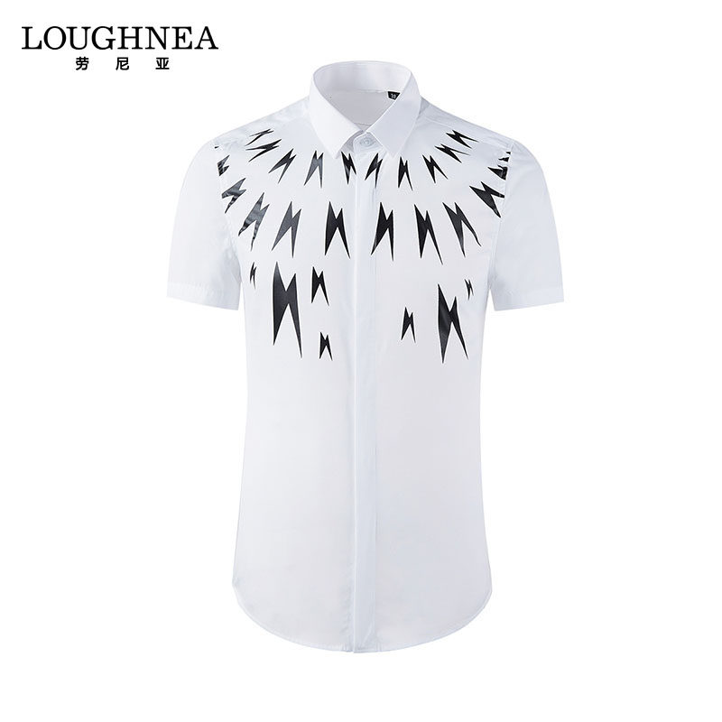 LOUGHNEA高端短袖衬衫男夏季新款青年潮牌夏装商务抗皱半袖上衣帅